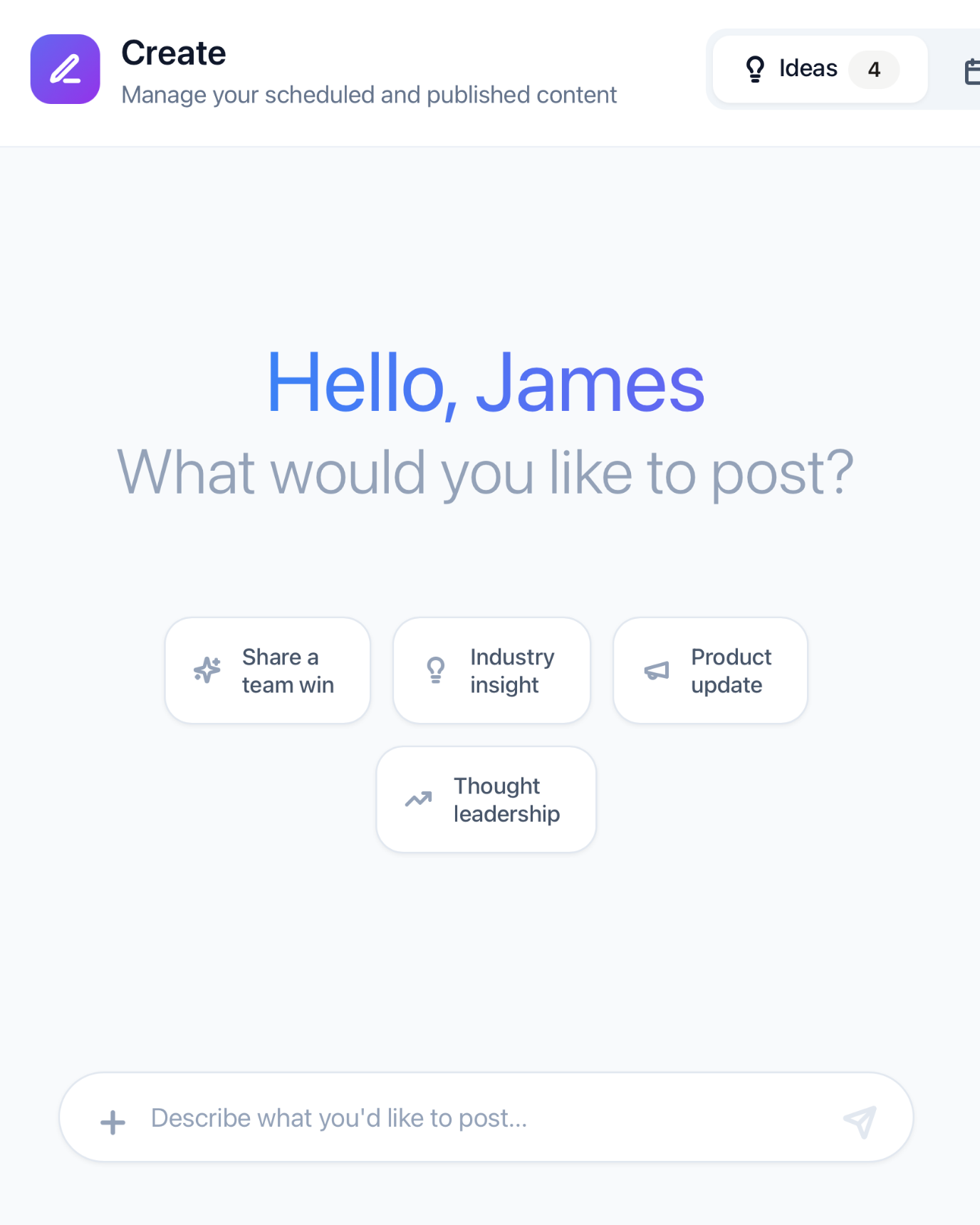 RevScope create interface with post inspiration options